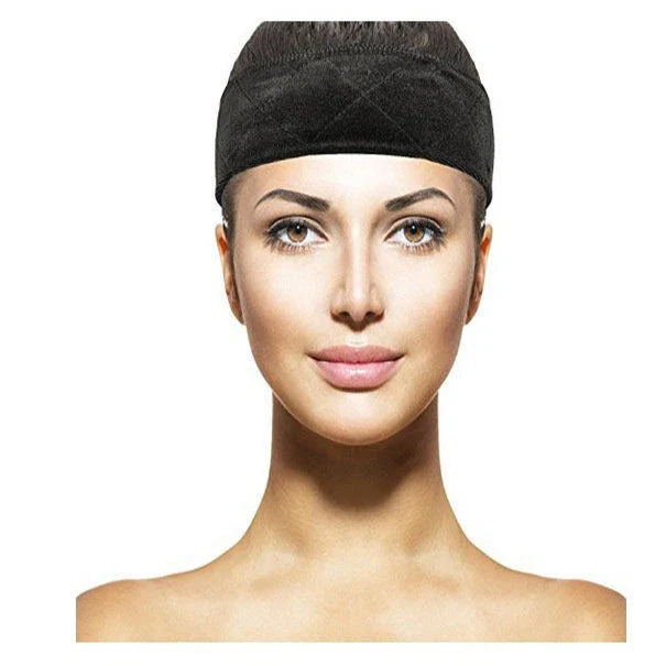 Adjustable and flexible velvet headband designed to securely hold wigs and hairpieces in place
