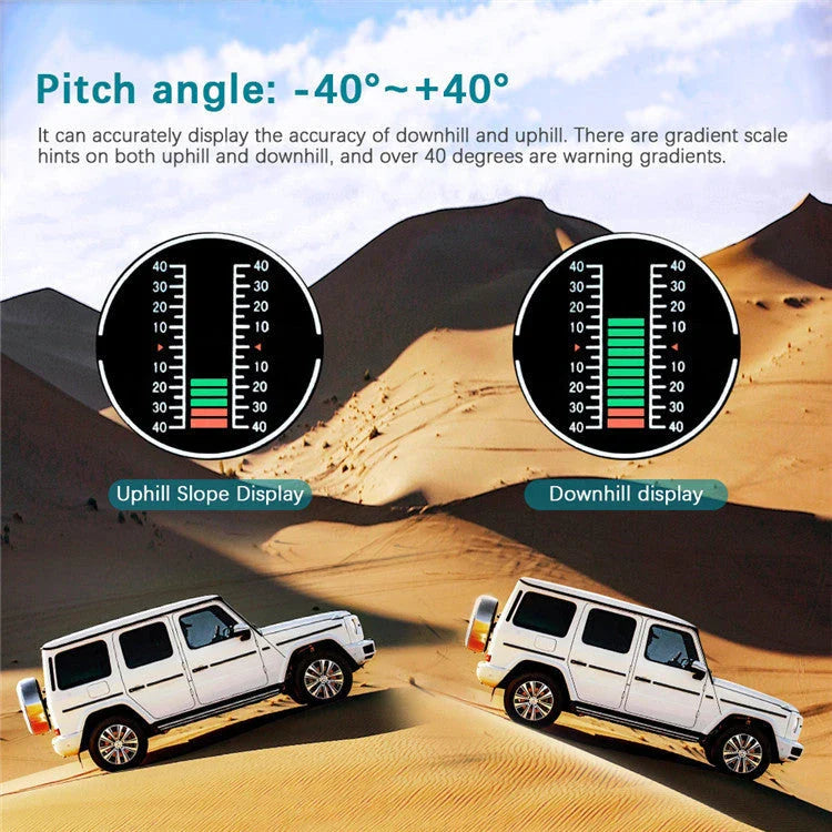 GPS GO 2 Car HUD with Satellite-powered Speed, Tilt, and Navigation Displays