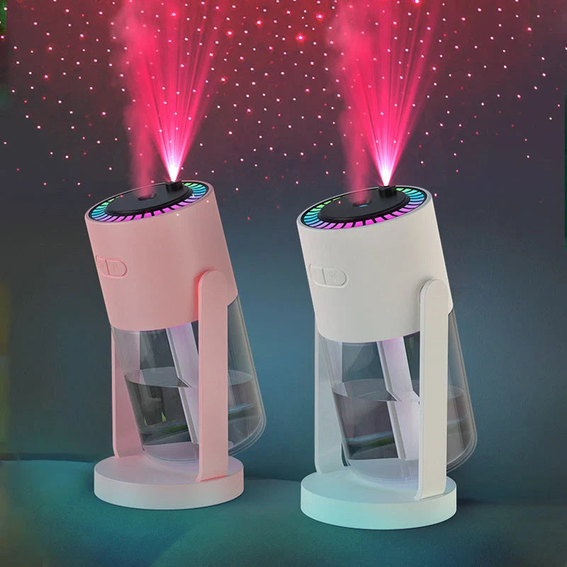 Stylish starry sky projection humidifier with LED light, creating a dreamy atmosphere while effectively enhancing indoor air quality