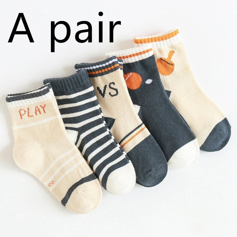 Kids' cartoon jacquard cotton socks in various fun designs for comfort and style