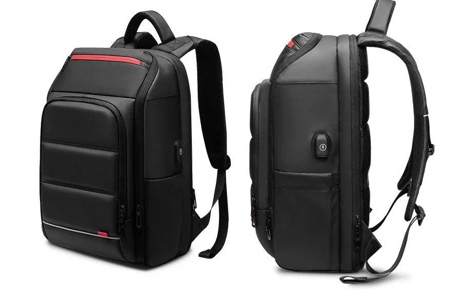 Waterproof backpack with USB charging port, multiple compartments, and comfortable padded straps for everyday use and travel