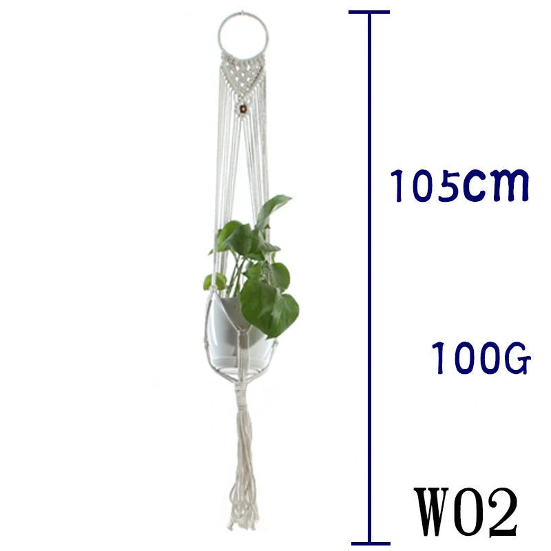 Stylish hanging cotton rope plant holder for indoor and outdoor decoration