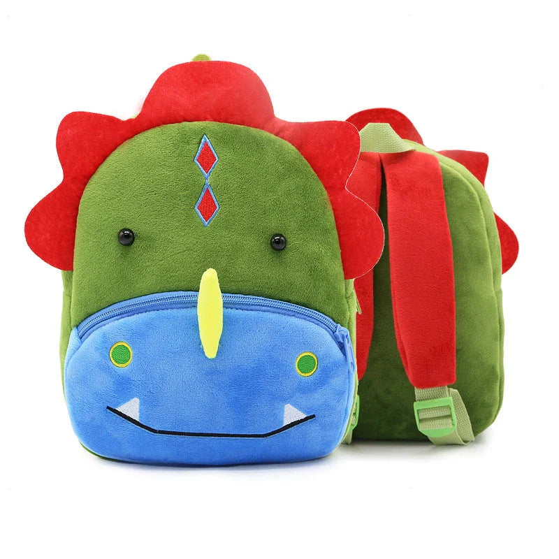Adorable plush backpacks featuring various animal designs, perfect for primary school children