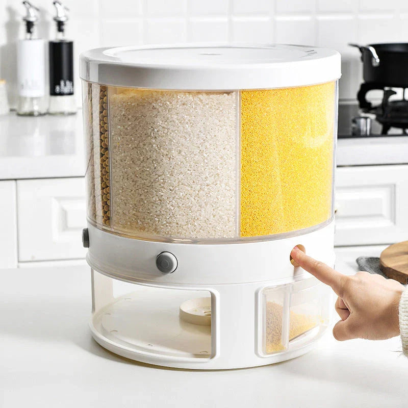 Versatile Food Storage Tank with Rotating Divider - keep grains, rice, and other pantry items fresh and neatly organised in your kitchen