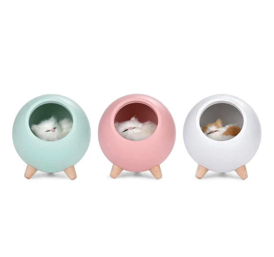 Stylish USB rechargeable LED night light with beech wood and ABS construction, emitting warm, soothing glow in various colours