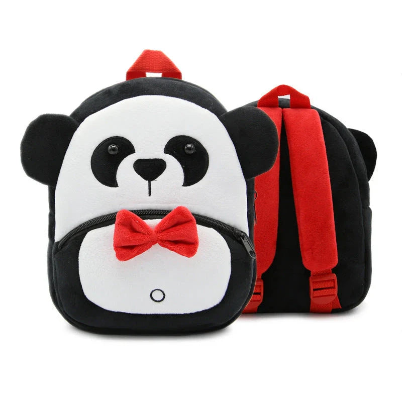 Adorable plush backpacks featuring various animal designs, perfect for primary school children