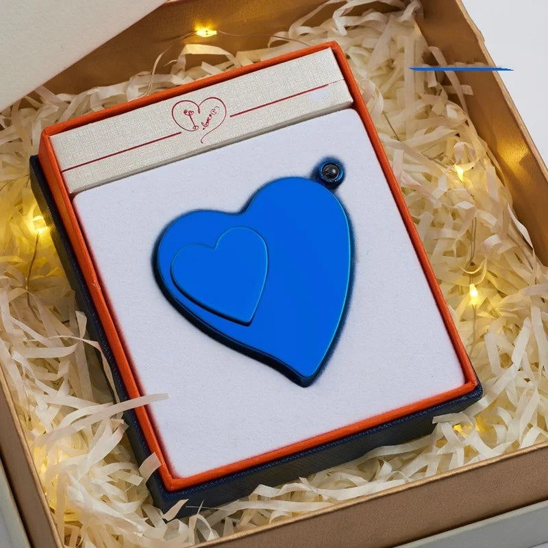 Double heart-shaped windproof metal candle lighter with tungsten wire ignition