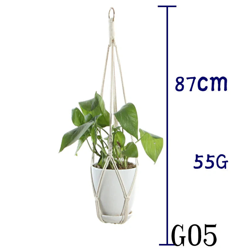 Stylish hanging cotton rope plant holder for indoor and outdoor decoration
