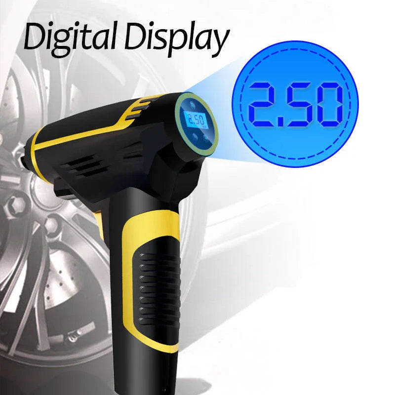 Powerful digital air compressor with automatic shut-off and versatile pressure unit options for effortless tyre inflation in the UK