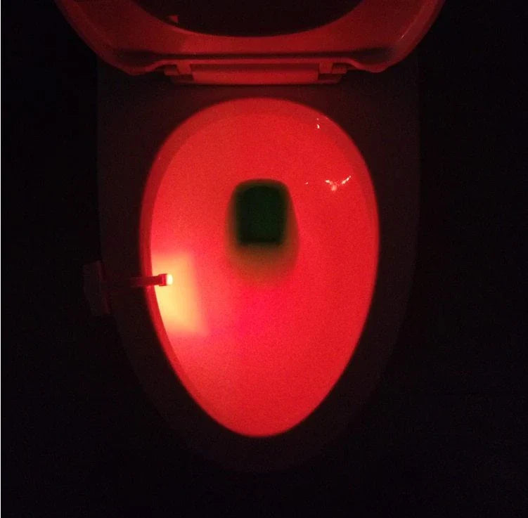 Toilet Induction LED Night Light with motion sensor, 8 colour options, and automatic on/off function for a hands-free, hygienic bathroom experience.