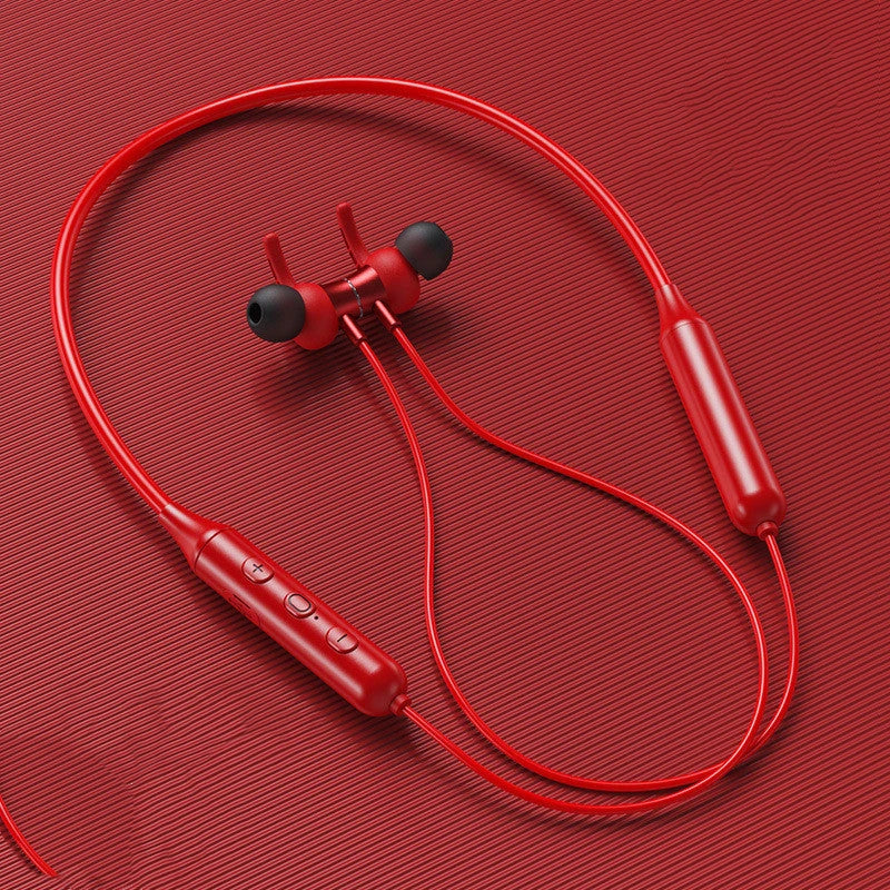 Wireless Bluetooth sports headphones with magnetic necklace design for secure, hands-free wear and superior sound quality