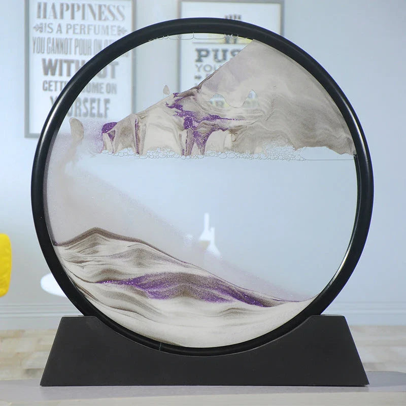 Mesmerizing glass sand art with vibrant, ever-changing movements in a variety of colors