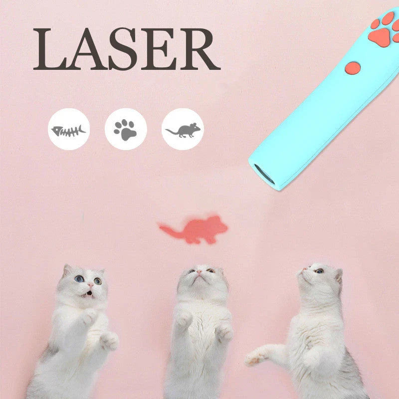 Remote-controlled laser cat toy with 3 projection patterns, made of durable ABS material for safe and engaging playtime