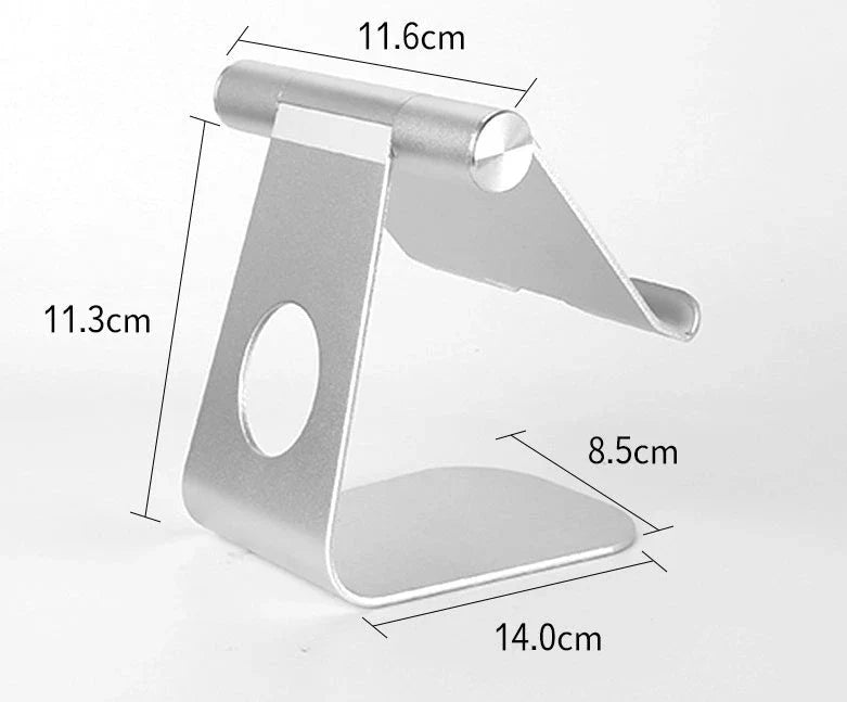 Adjustable tablet stand made of aluminium alloy with secure gripping hooks and soft protective cushions