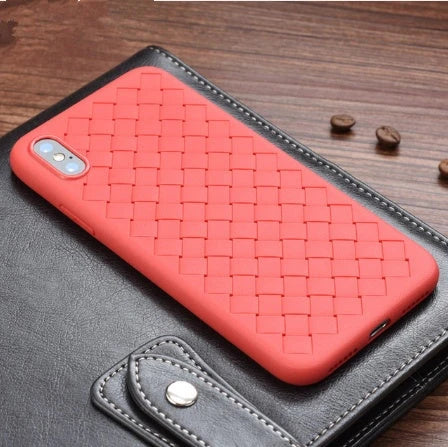 Stylish grid-patterned protective phone case with premium TPU material and responsive button covers