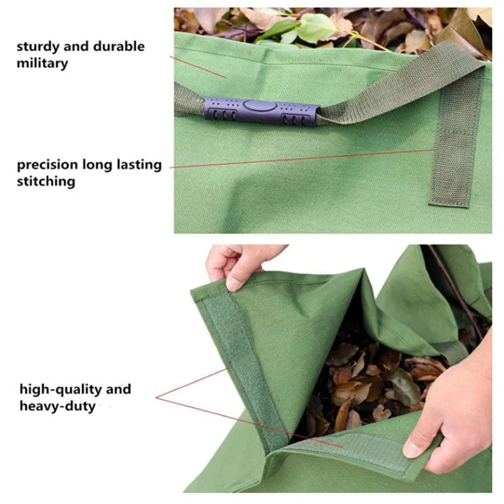 Heavy-duty recyclable garden waste tarpaulin bag in green, grey, or black