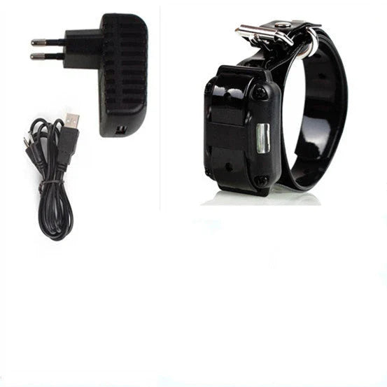 Remote-controlled anti-bark dog training collar with adjustable settings and 800-yard range