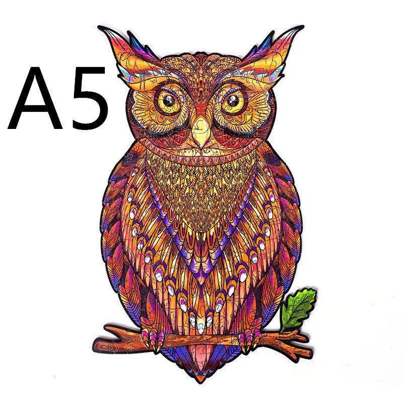 Charming wooden animal puzzles featuring a variety of wild creatures like foxes, wolves, and owls, perfect for a unique Christmas gift.