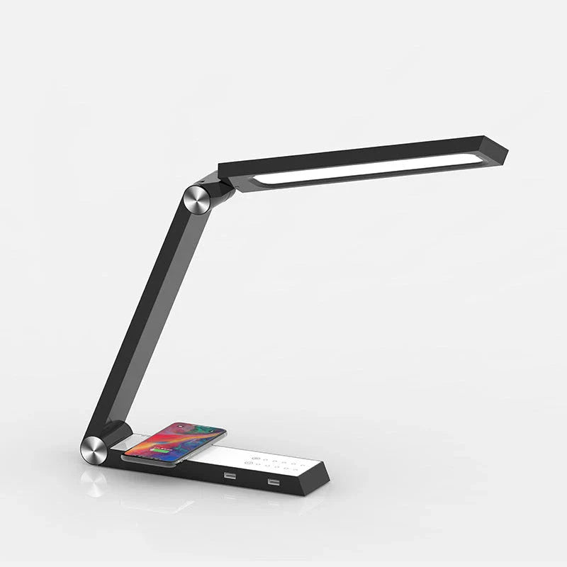 Sleek wireless charging desk lamp with adjustable brightness, color temperature, and aluminium alloy construction