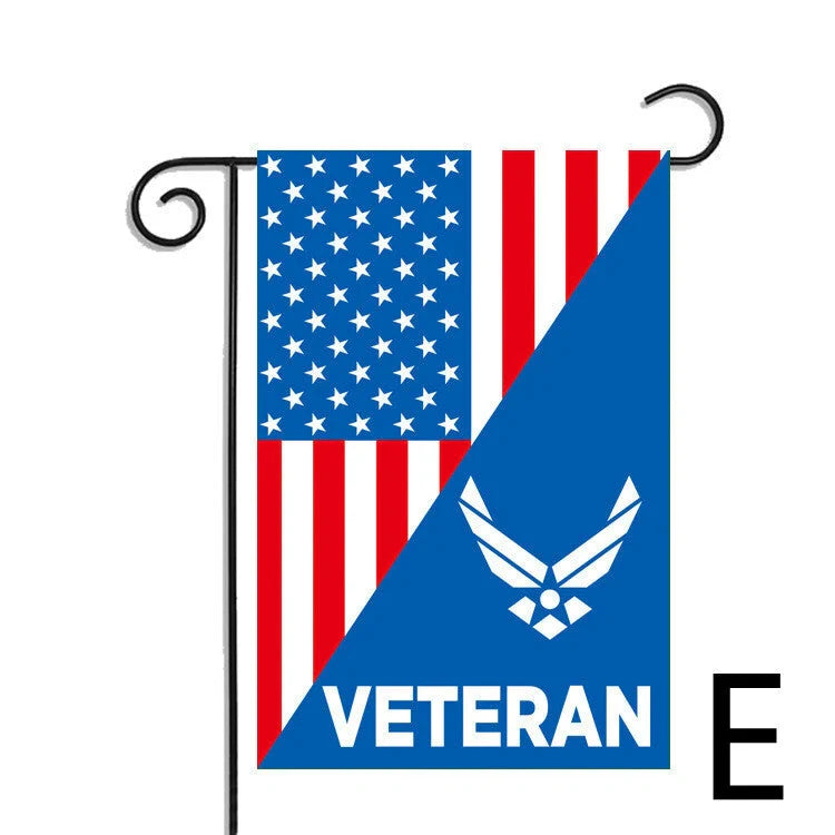 Patriotic polyester garden flag with American flag design, a tribute to British Veterans