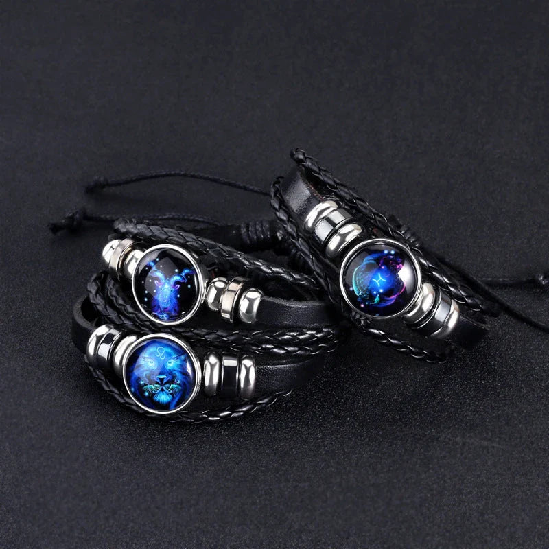 Zodiac Constellation Bracelet with Braided Design for Men, Women, and Kids in Various Colors