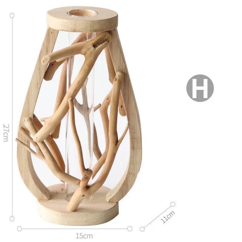 Elegant handcrafted wooden vase with intricate detailing, designed to elevate home decor