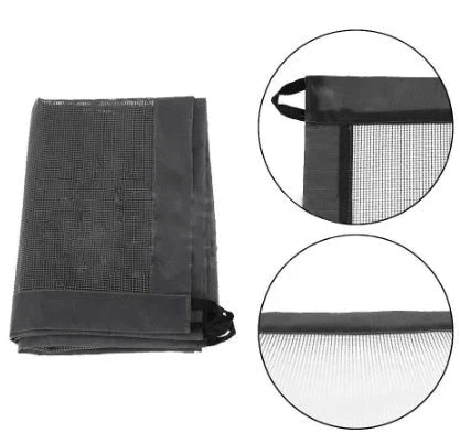 Versatile foldable pet safety barrier made of durable mesh fabric and stainless steel for use in doorways, walls, and stairs