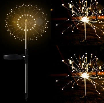Radiant Solar-Powered Outdoor Fireworks Lights with dazzling LED display in various shapes and colours