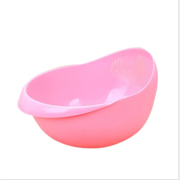 Durable plastic rice strainer with perforated design for efficient washing and draining
