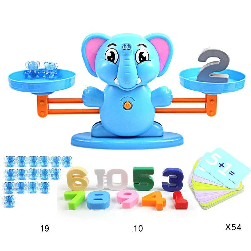 Engaging early learning math balance toys for preschool children featuring colorful animal designs