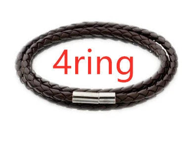 Personalized Leather Bracelet with Engraved Name Charm in Black and Brown Colors