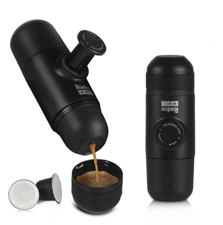 Portable Manual Espresso Coffee Maker with Stainless Steel Body and Silicone Components