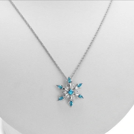 Elegant zircon snowflake necklace with bamboo chain, a beautiful Christmas accessory for women