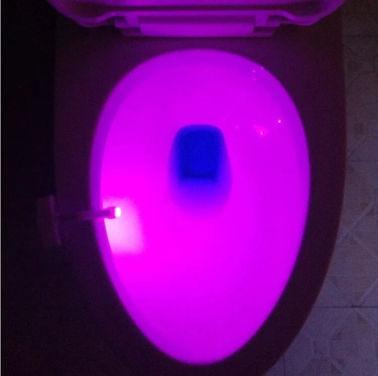 Toilet Induction LED Night Light with motion sensor, 8 colour options, and automatic on/off function for a hands-free, hygienic bathroom experience.