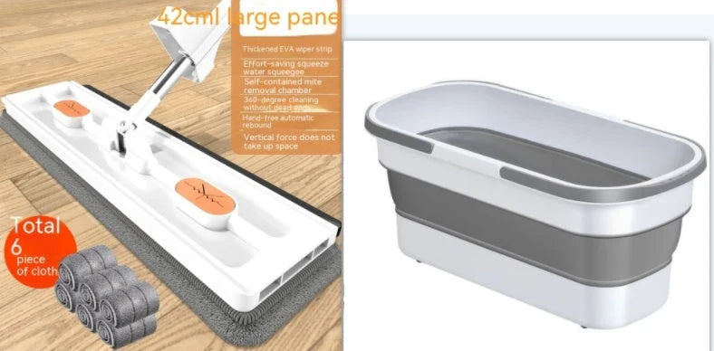 Premium 360° Rotating Flat Mop with Stainless Steel Handle and Self-Dewatering Scraper for Effortless Floor Cleaning