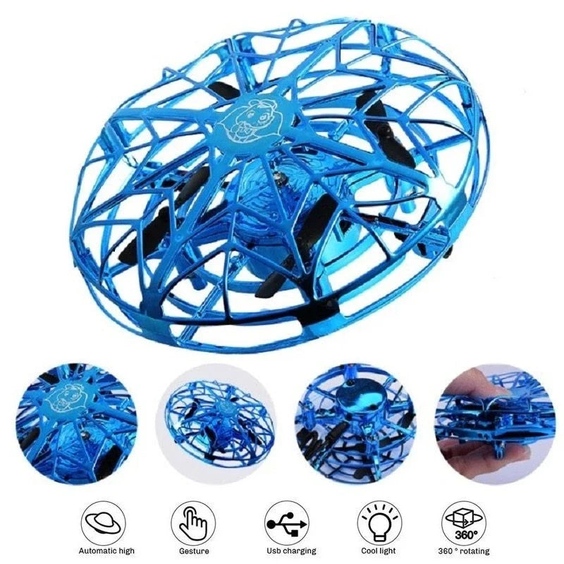 Intuitive air drone with UFO-inspired design, gesture control, and automatic obstacle avoidance for seamless aerial experiences.