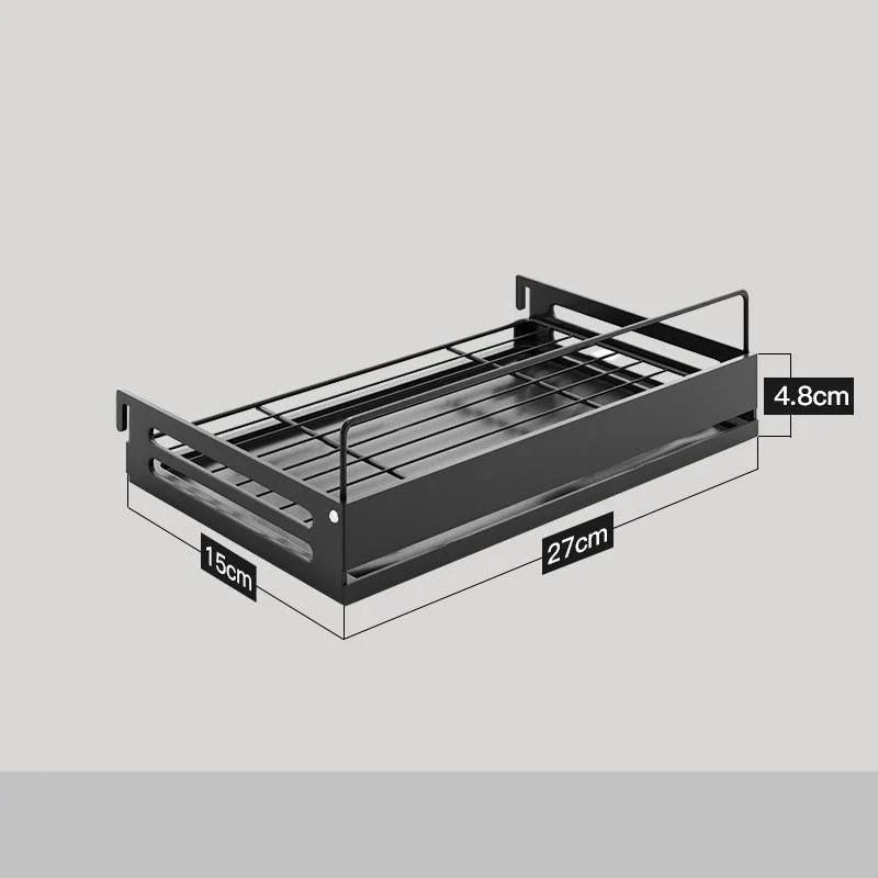 A high-quality stainless steel wall-mounted kitchen storage rack with a perforated design for customisable storage