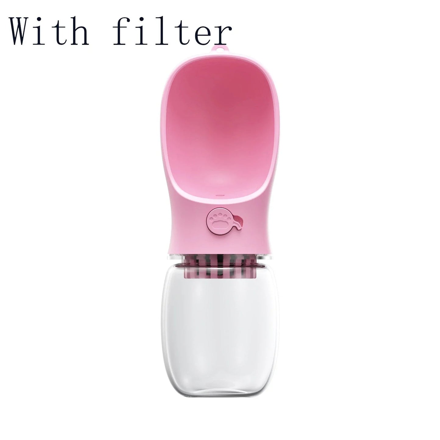 Durable and portable pet water bottle with one-touch button, suitable for outdoor activities with your furry friend