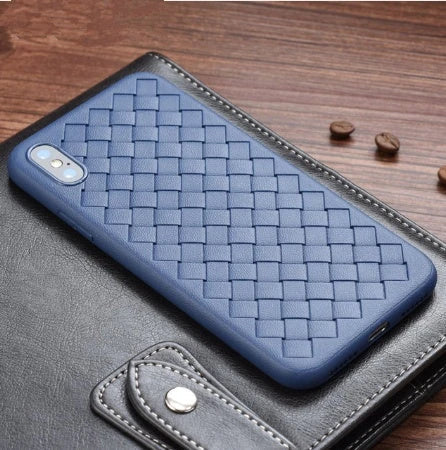 Stylish grid-patterned protective phone case with premium TPU material and responsive button covers