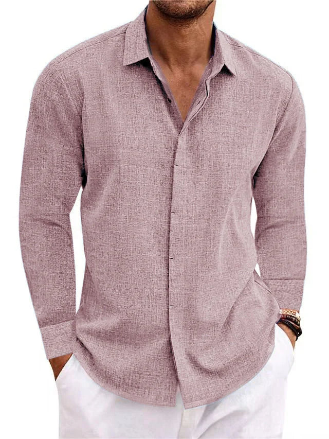 Men's American Retro Long Sleeve T-shirt in various solid colours