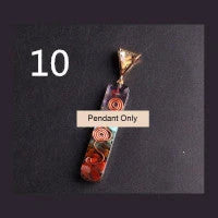 A stunning chakra crystal pendant with natural patterns and organic imperfections, showcasing the beauty of nature.