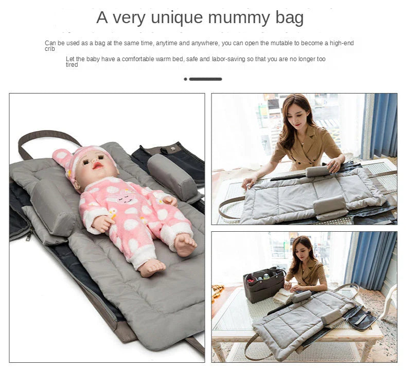 A premium quality mother and baby bag made from soft, durable Oxford cloth with a large 20-35L capacity, versatile backpack or shoulder bag design, and customisable interior pockets.