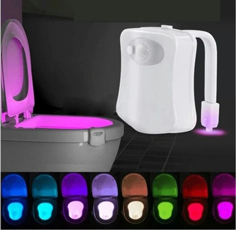 Toilet Induction LED Night Light with motion sensor, 8 colour options, and automatic on/off function for a hands-free, hygienic bathroom experience.