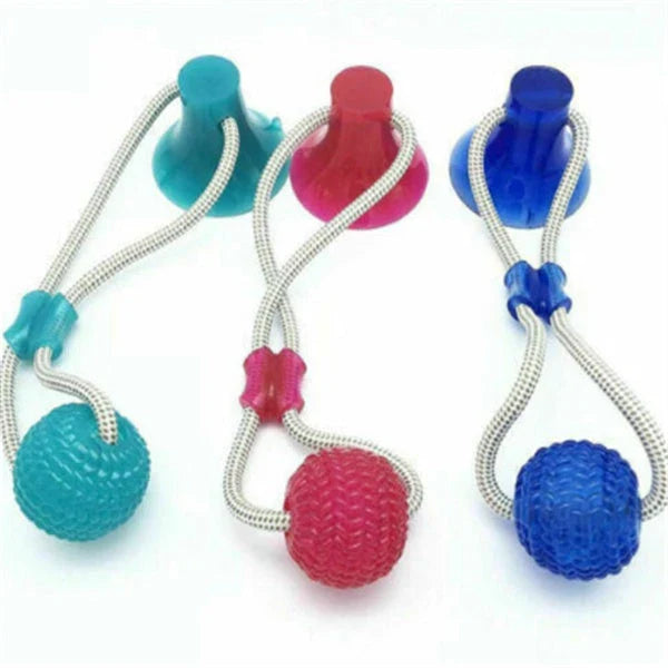Durable, colourful chew toy with unique sucker design for dogs to play and maintain dental health