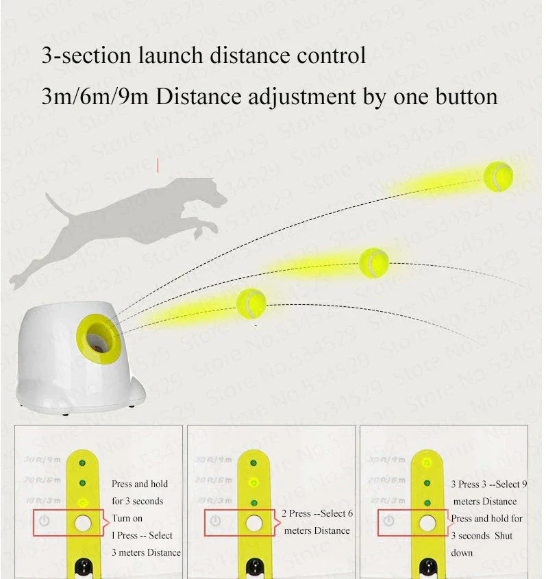 Automatic Dog Ball Launcher with 3 distance settings, keeping dogs active and entertained for hours