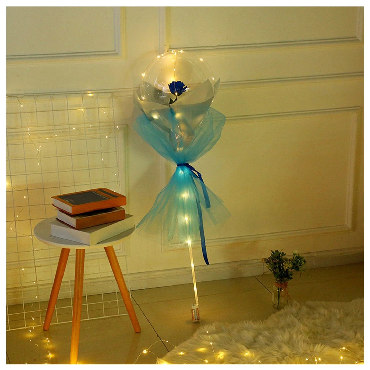 A luminous bouquet of glowing rose-shaped balloons, creating a magical and enchanting display.