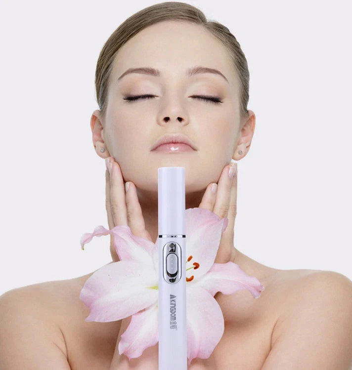 Blue light therapy pen for treating acne, scars, and wrinkles on the face and body