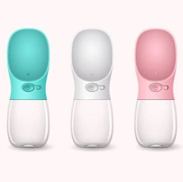 Durable and portable pet water bottle with one-touch button, suitable for outdoor activities with your furry friend