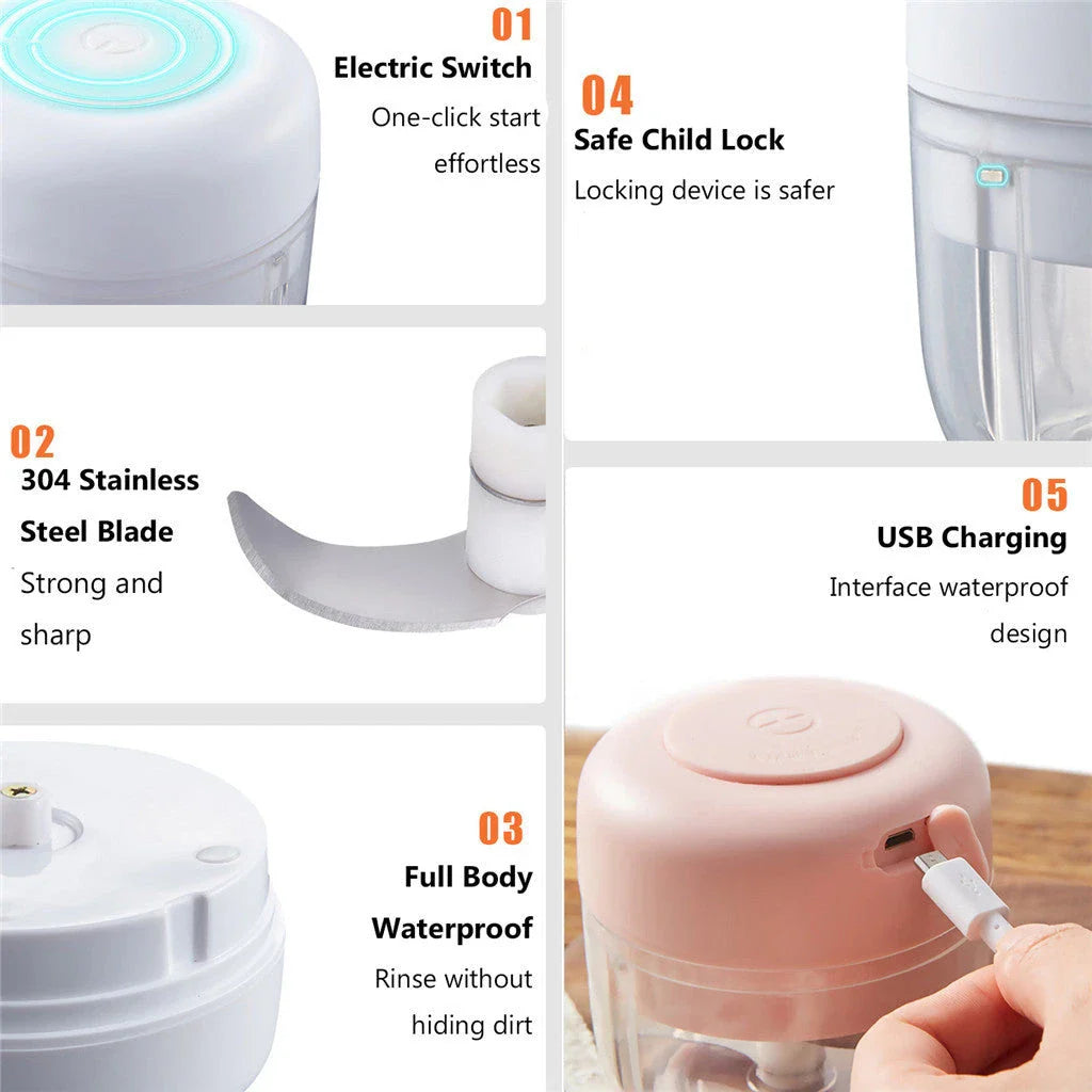 Versatile Electric Garlic Grinder - Efficiently grind garlic, ginger, spices, and more for delicious homemade meals and smoothies