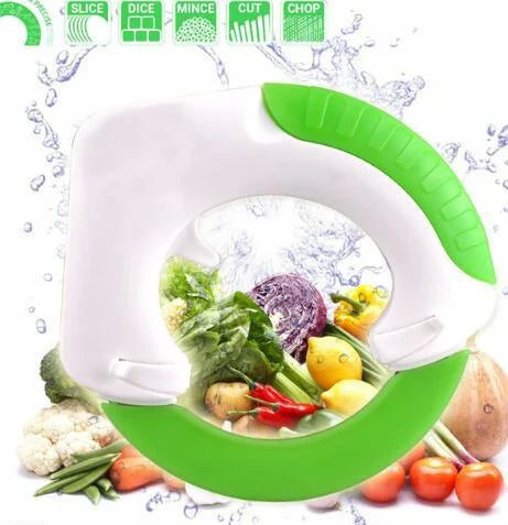 Versatile Rolling Knife: A stainless steel kitchen tool with a secure grip and gentle rolling motion for effortless cutting of vegetables, meats, cakes, and pizzas.